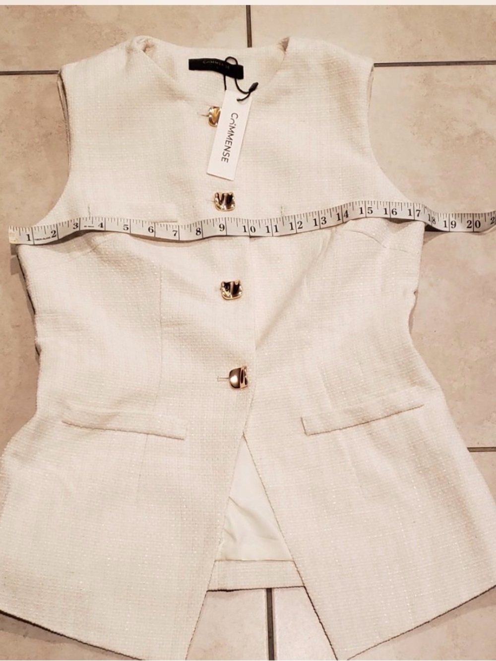 Commense Metal Button Tweed Vest & Shorts Set - Picture 6 of 9